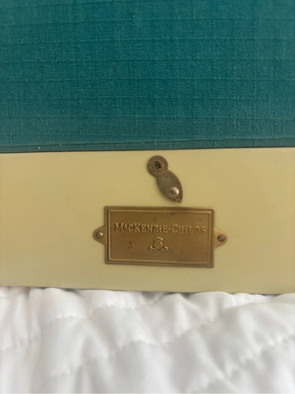 MacKenzie-Childs parchment frame in Gold, Cream, Tan and Green parchment design